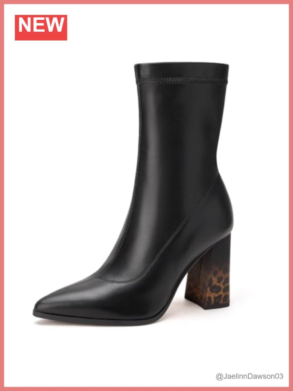 Pointed Toe High Block Heel Dress Booties Faux Leather Ankle Boots